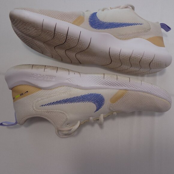 Nike Flex Experience Run 10 Shoes Women's US 9.5 White/Beige/Blue CI9964-102 - Picture 3 of 6